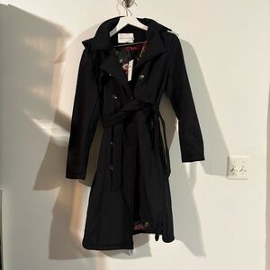 Rebecca Minkoff Black Trench Coat Double Snaps Belt JW-402 Size Small NWT